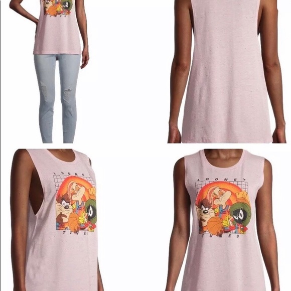 WB Looney Tunes Space Jam Women’s Pink Heather Tank Top Size XXL (19) - Picture 2 of 6